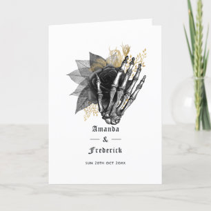 Programme Squelette floral noir et or Mariage gothique