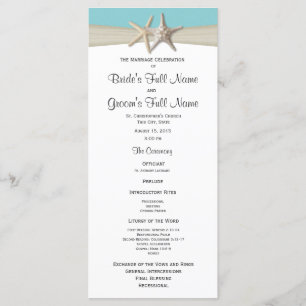 Programme Starfish et Burlap Coral Beach Wedding Program