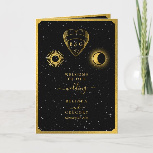 Programme Stars célestes Lune Mariage Ordre de service (Devant)