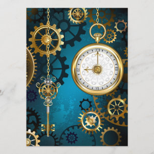 Programme Steampunk Arrière - plan turquoise avec Gears