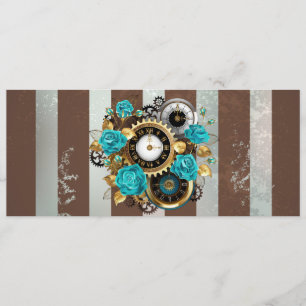 Programme Steampunk Clock and Turquoise Roses on Striped