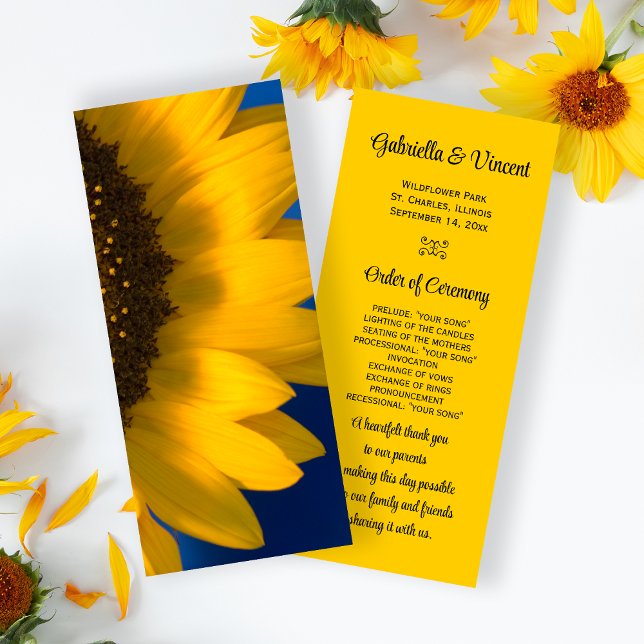 Programme Sunflower on Blue Wedding Program (Créateur téléchargé)