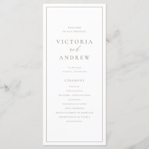 Programme Taupe Typographie simple Mariage officiel