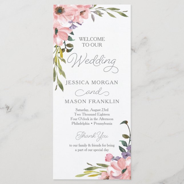 Programme Tea Rose Wedding Program (Devant)