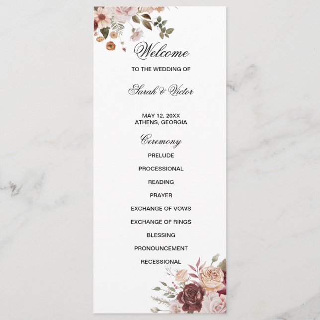 Programme Terra Cotta and Green double side program card  (Devant)