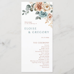 Programme Terracotta Turquoise Neutre Aquarelle mariage flor