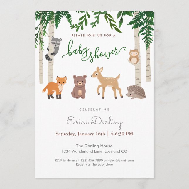 Programme Thème baby shower Woodland | neutre (Devant)