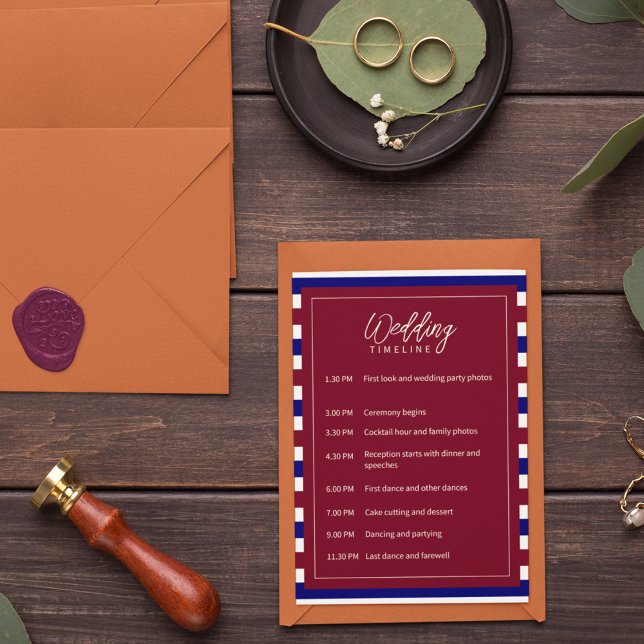Programme Thème Royal Red et Blue Mariage (Wedding programs cards that matches same as your invitation and theme. )