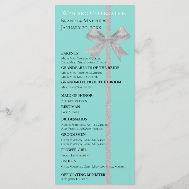 Programme Touch Silver Mariage Suite Cérémonie de la fête nu (Devant)
