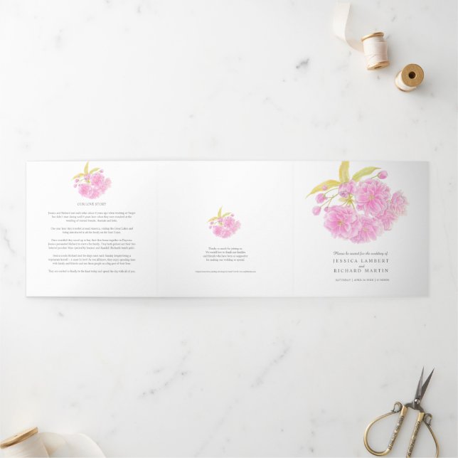 Programme Tri-Fold de fleurs de cerisiers roses (Extérieur)