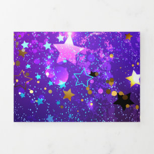 Programme Trois Volets Arrière - plan de feuille violet avec étoiles