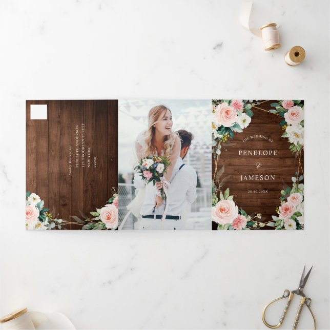 Programme Trois Volets Bois rousse Floral Géométrique Tri-F (Extérieur)