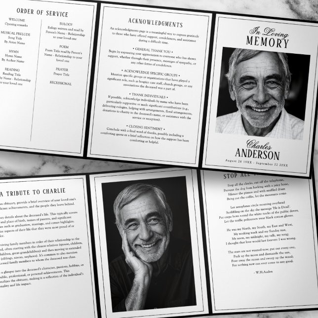 Programme Trois Volets Classic Elegant 2-Photo Funeral/Memorial (Créateur téléchargé)