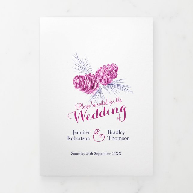 Programme Trois Volets Cones prune violet marine hiver automne mariage (Page de couverture)