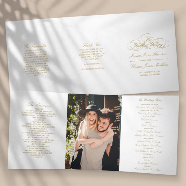 Programme Trois Volets Elégant Mariage or et blanc (Créateur téléchargé)