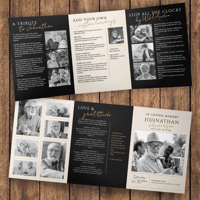 Programme Trois Volets En souvenir affectueux Moderne Élégant mémorial à  (Créateur téléchargé)