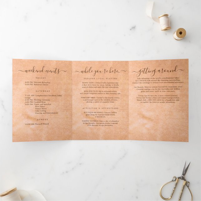 Programme Trois Volets Gerbera Flower sur Mariage de pêche Abstrait (Intérieur)