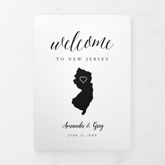 Programme Trois Volets Lettre d'accueil du Mariage du New Jersey et itiné (Page de couverture)