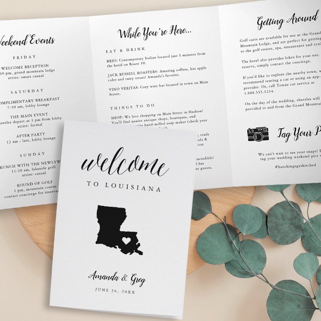 Programme Trois Volets Lettre de bienvenue du Mariage de Louisiane & Itin (Créateur téléchargé)