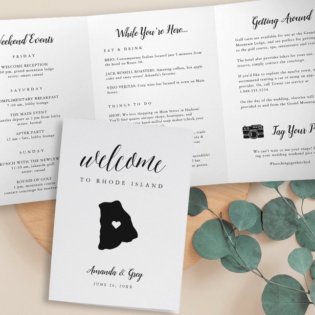 Programme Trois Volets Lettre de bienvenue du Mariage de Rhode Island (Créateur téléchargé)