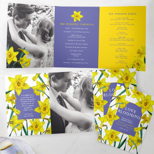 Programme Trois Volets Mariage blanc jonquille jaune printemps