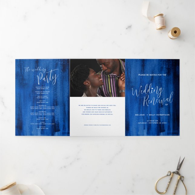 Programme Trois Volets Mariage cérémonie de renouvellement saphir bleu ab (Extérieur)