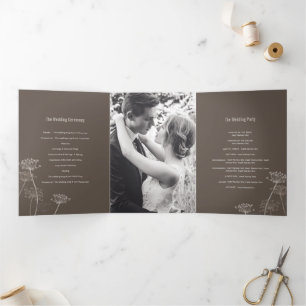 Programme Trois Volets Mariage de automne marron de fleurs de persil de v