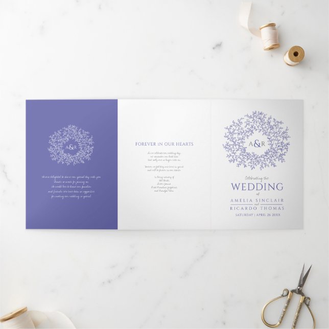 Programme Trois Volets mariage dédié aux histoires d'art monogramme (Extérieur)