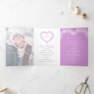 Programme Trois Volets Mariage d'hiver violet mistletoe mariage botanique