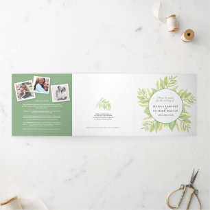 Programme Trois Volets Mariage Eucalyptus feuille vert