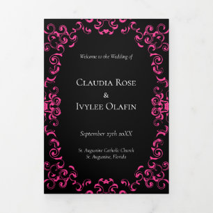Programme Trois Volets Mariage gothique noir rose