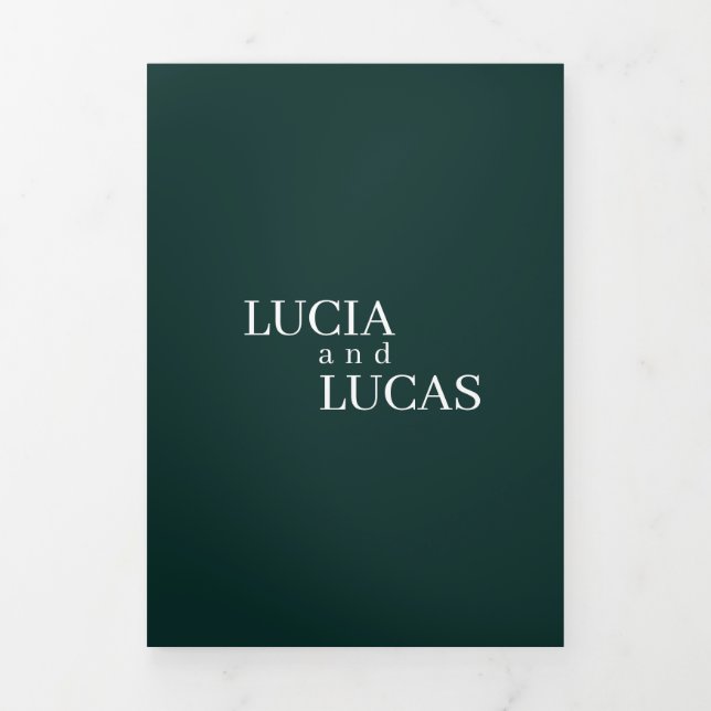 Programme Trois Volets Mariage tout-en-un vert émeraude (Page de couverture)