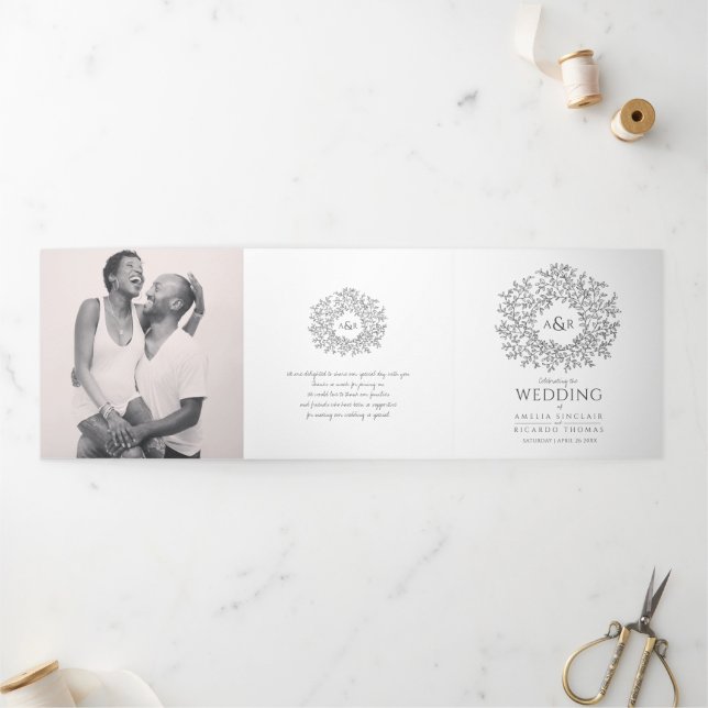 Programme Trois Volets Mono monogramme art histoire dévouement photo mari (Extérieur)