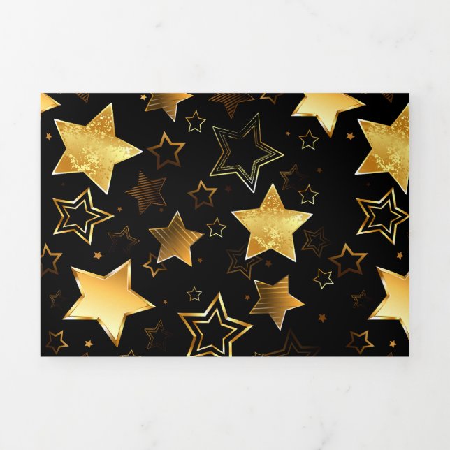 Programme Trois Volets Motif sans couture avec étoiles d'or (Page de couverture)