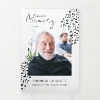 Programme Trois Volets Musician Music Teacher Notes Funeral Program