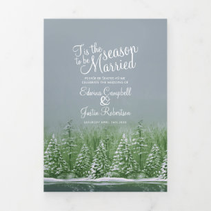Programme Trois Volets Noël hiver mariage arbres lac vert gris art