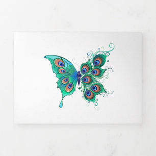 Programme Trois Volets Papillon aux plumes de paon vert