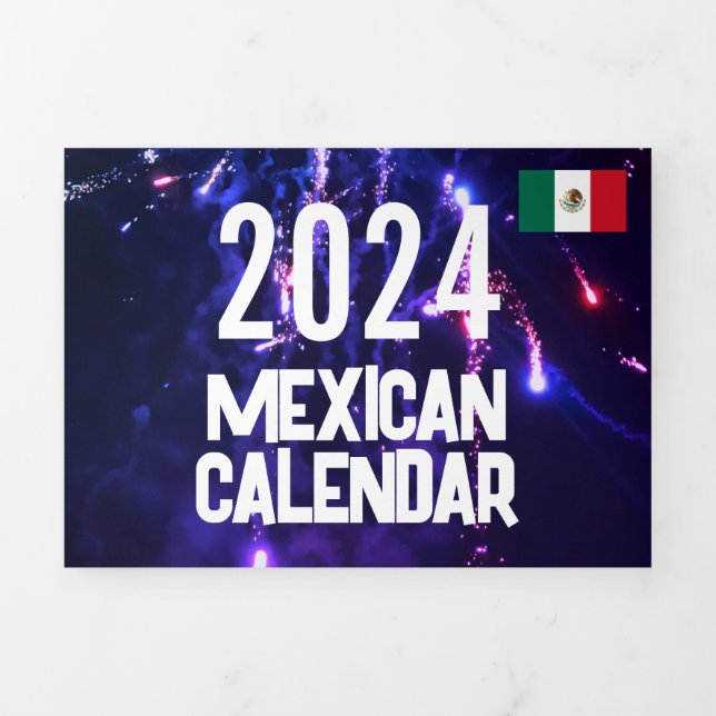 Programme Trois Volets Petit calendrier mexicain 2024 avec vacances (Page de couverture)