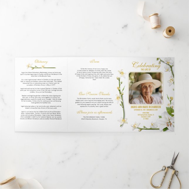 Programme Trois Volets Poème photo multiple White Orchid Lily (Extérieur)