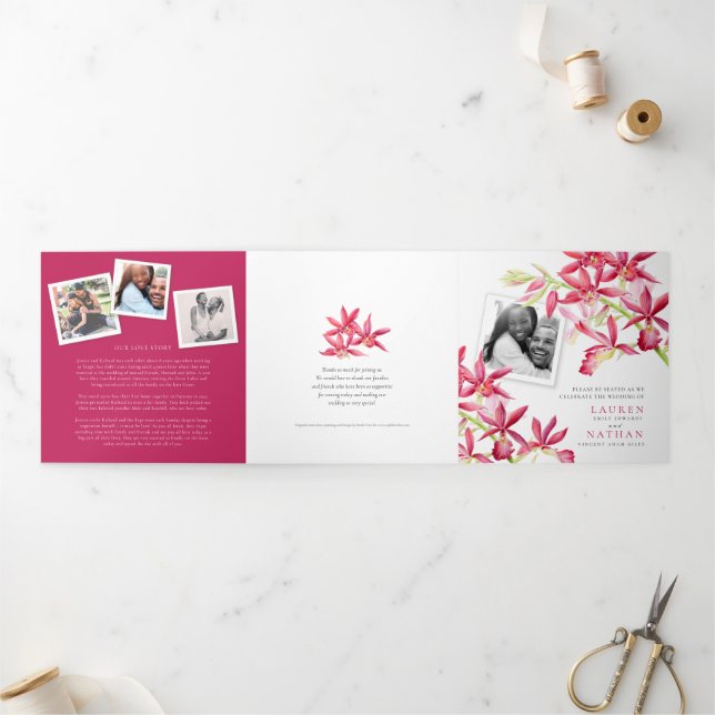 Programme Trois Volets Red Phaiocalanthe mariage d'aquarelle orchidée de  (Extérieur)