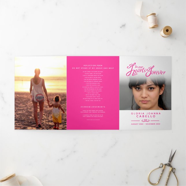 Programme Trois Volets Service funéraire dans nos coeurs blanc rose (Extérieur)