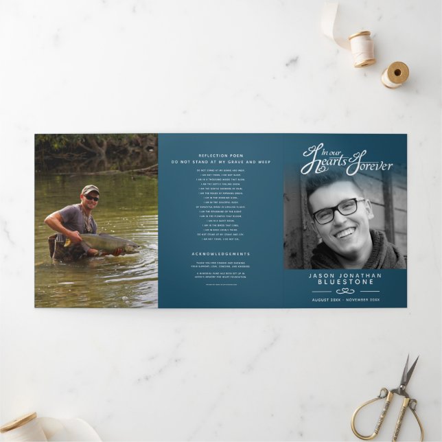 Programme Trois Volets Service funéraire dans nos coeurs bleu foncé (Extérieur)