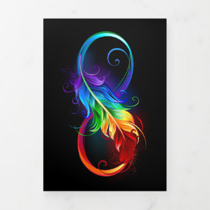 Programme Trois Volets Symbole d'infini avec plume arc-en-ciel