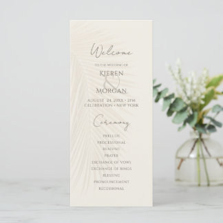 Programme Tropical Palm Leaf Desert Wedding