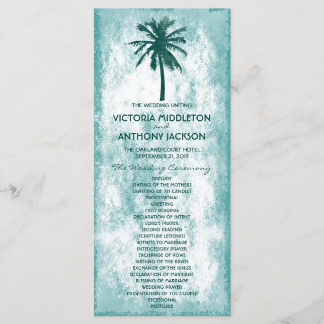 Programme Tropical Palm Tree Beach Wedding (Devant)