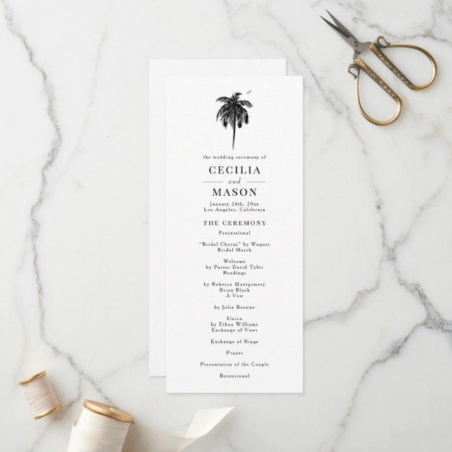 Programme Tropical Palm Tree Wedding (Devant/Arrière en situation)