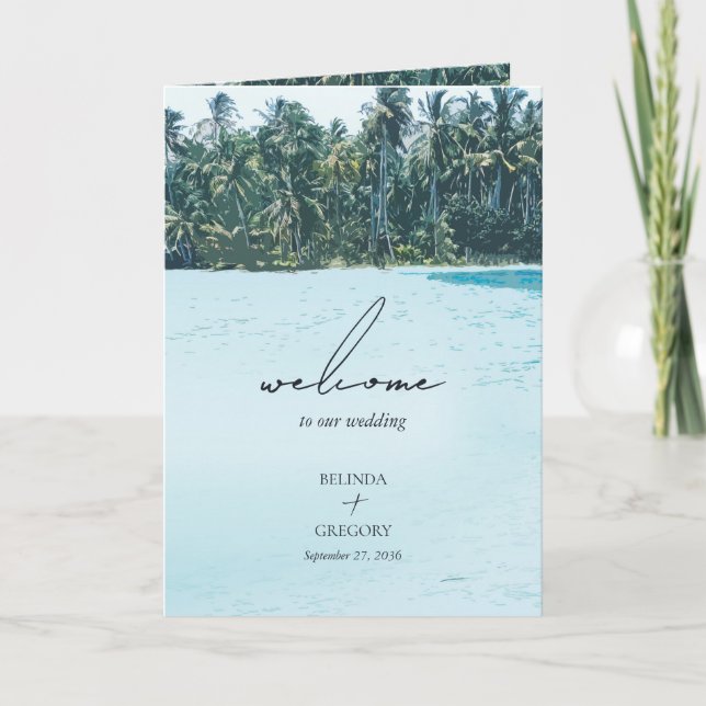 Programme Tropical Palms Beach Mariage Ordre de service (Devant)