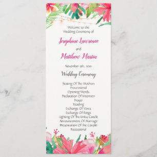 Programme Tropical String Lights Floral Wedding Program