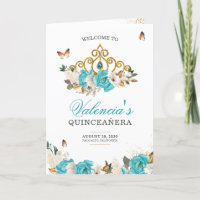 Turquoise Rose Gold Tiara Butterfly Quinceanera