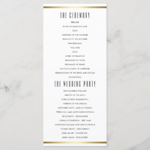 Programme Typographie moderne   White & Gold Wedding Program